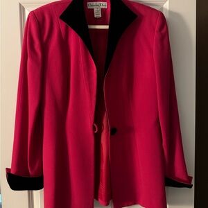 Christian Dior Women's Pink Jacket with Black Velvet Accents
